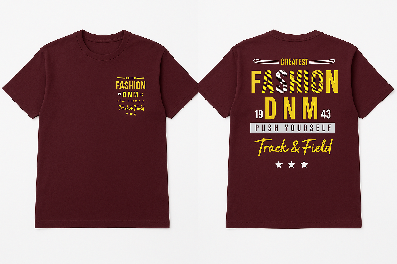 Flat lay of burgundy fashion t-shirt